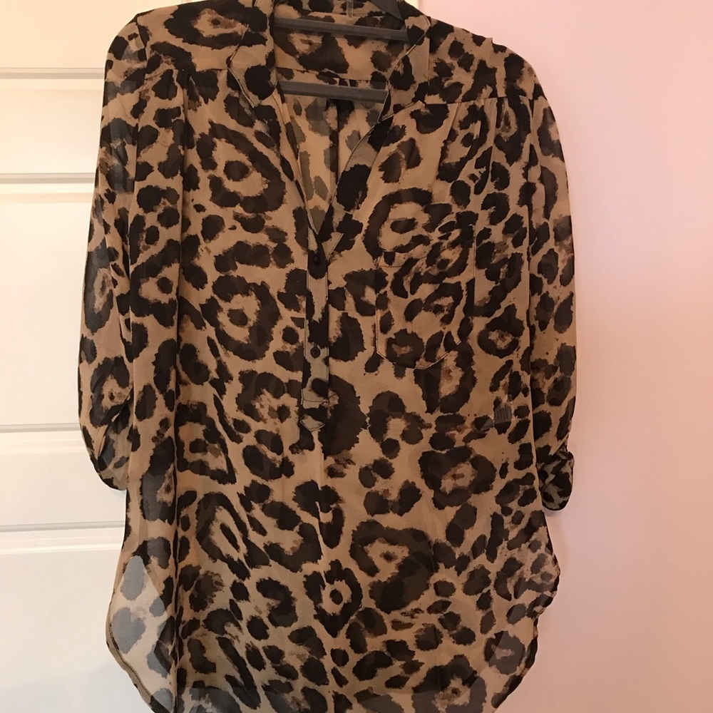 Leopard sheer blouse